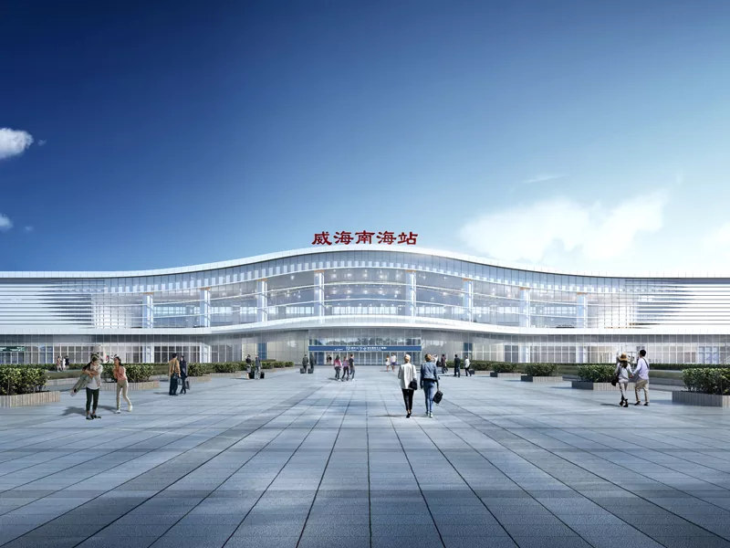 Komplexer Bahnhof mit Stahlkonstruktion