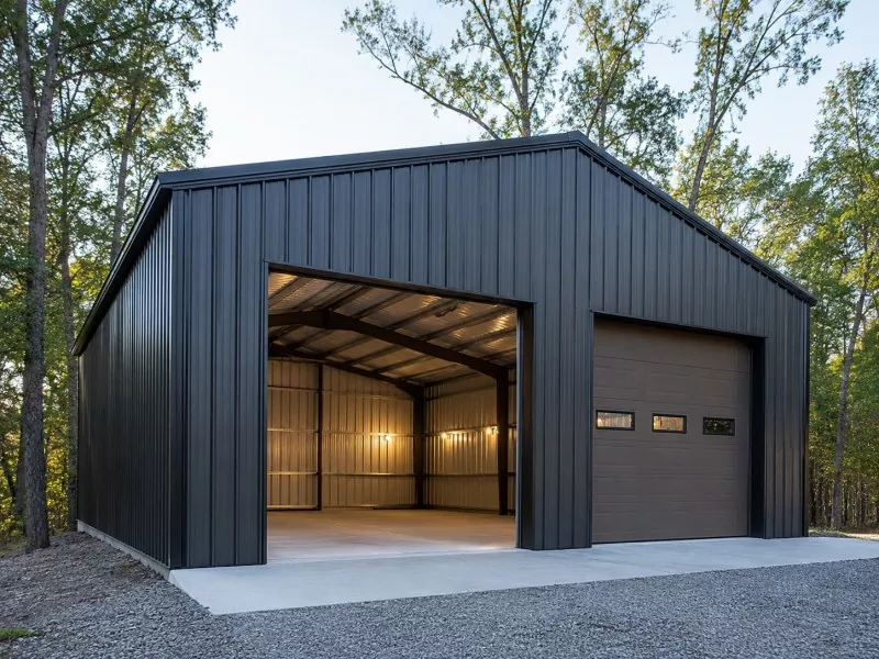 Garagenbau mit leichter Stahlkonstruktion