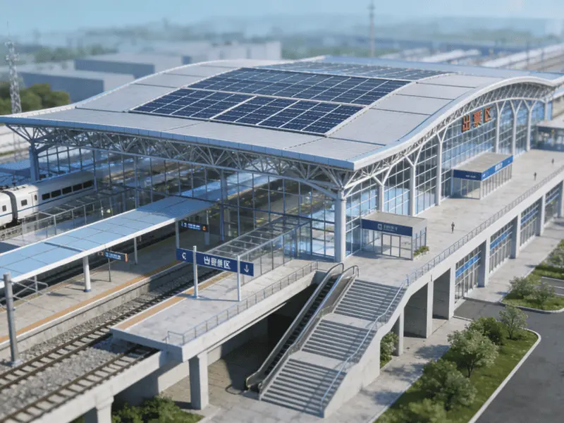 Multifunktionaler Bahnhof mit Stahlkonstruktion