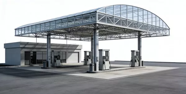 Tankstelle mit Stahlkonstruktion