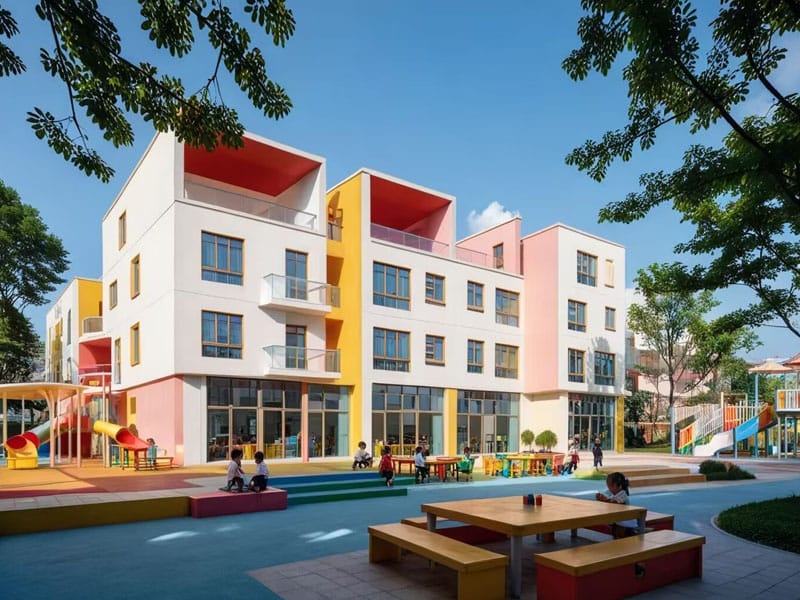Kindergartengebäude mit Stahlkonstruktion