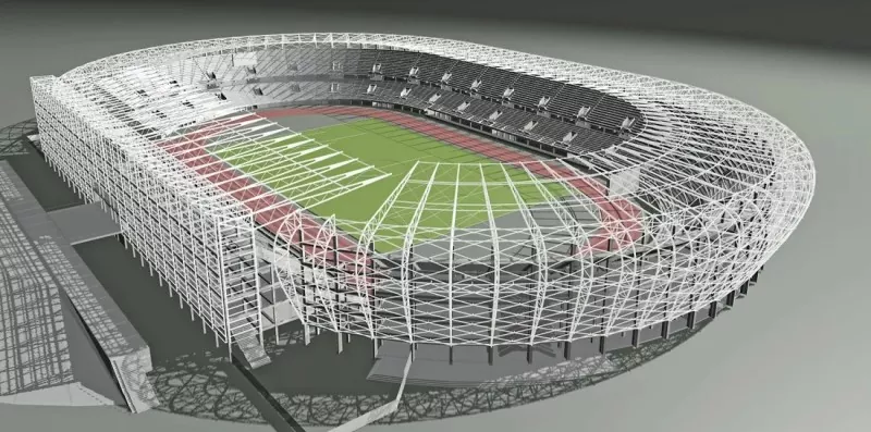 Freiluftstadion mit Stahlkonstruktion