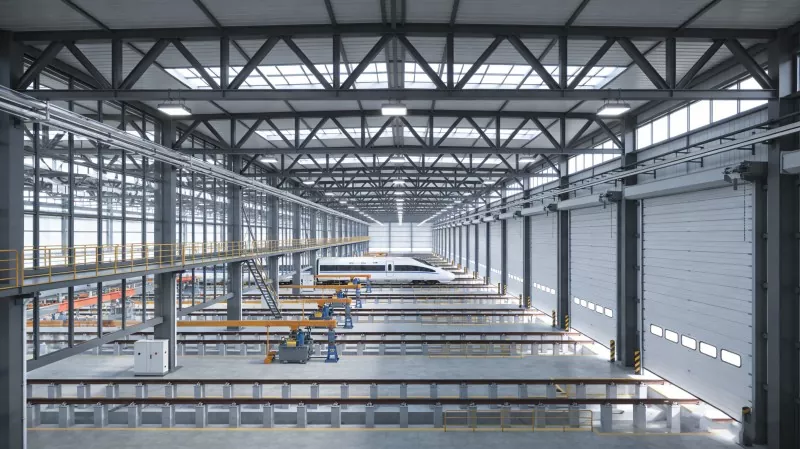 Wartungsdepot für Stahlkonstruktionen am Bahnhof